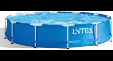 Intex Zwembad opzetzwembad rond opzet staand metalen frame niet opblaasbaar makkelijk tuin buitenzwembad 366x76cm