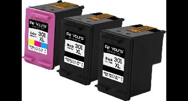 ReYours® Huismerk Inktcartridge voor HP 301XL - HP 301 XL - CH563EE & CH564EE 2Zwart & 1multikleur- met chip - inktniveau weergeven