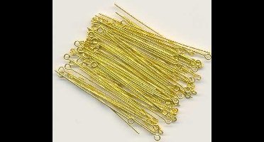 100 stuks, Kettelstiften Met Oog, Goud Kleur, lengte 32mm
