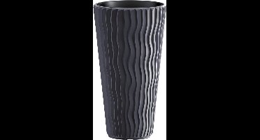 Bloempot Buiten Hoog Rond Sandy Slim 30cm ANTRACIET Prosperplast