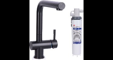 STAHL Keukenkraan massief RVS met uittrekbare uitloop Black inclusief 3M Waterfilter