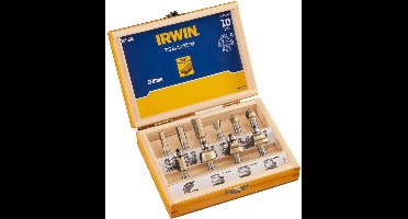 Irwin frezenset 10-delig aansluiting in houten kistje - 8mm stift aansluiting