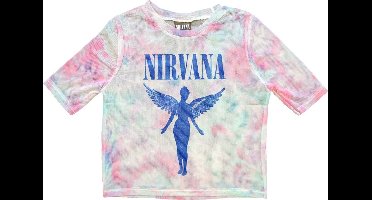 Nirvana - Angelic Blue Mono Crop top - L - Wit/Roze