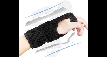 Polsbrace - Universele Deluxe Carpaal Tunnel Syndroom Polsbrace - Polsstabilisator en spalk - voor artritis, artrose, reuma en tendinitis - Polsbeschermers - Maat S - Links