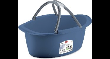 Stefanplast Wasmand/draagmand/teil met hengsel - kunststof - 25 Liter - blauw - 60 x 40 x 25 cm - Schoonmaak/huishoud teilen