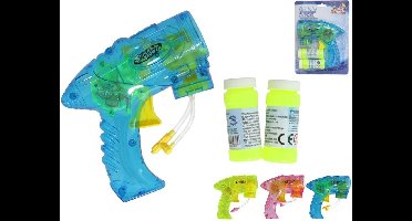 Bellenblaas speelgoed pistool - met vullingen - roze - 15 cm - plastic - bellen blazen- buiten/fun/verjaardag