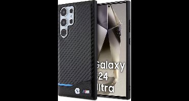 BMW Backcase hoesje geschikt voor Samsung Galaxy S24 Ultra - Effen Zwart - Kunstleer