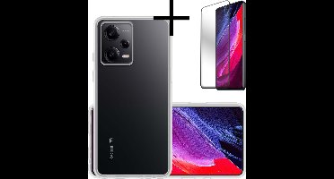 Hoesje - Met Screenprotector - Geschikt voor Xiaomi Redmi Note 12 Pro+ - Sterk & Shockproof - Back Cover - Siliconen Case - Telefoon Hoes - Transparant