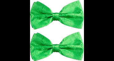 Partychimp Carnaval verkleed vlinderstrikje zijdeglans - 2x - groen - polyester - heren/dames