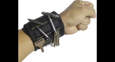 *** Handige Magnetische Polsband - Klus Polsband met Klittenband - Gereedschap Band - Armband voor Schroeven en Spijkers - Armband met Magneten in Zwart - van Heble® ***