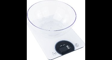 Haepi - Elektronische keukenweegschaal uit gehard glas met hoge capaciteit en precisie 15 kg/1g, tarrafunctie, groot plateau ideaal voor patisserie, inbegrepen kom, batterijen inbegrepen, 15 jaar garantie