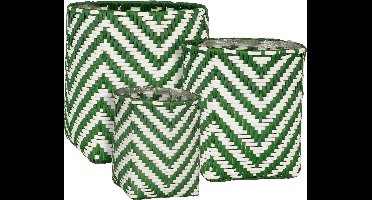 Mica Decorations Mand Merlijn - 24x24x26 cm - plastic - Donker Groen - Set van 3