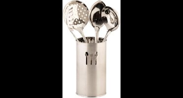 Keukengerei set van 4x stuks in RVS keukenhulp houder