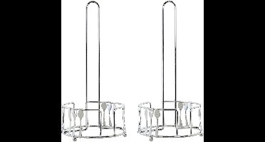 2x stuks metalen keukenrolhouders zilver bestek patroon 14 x 29 cm - Keukenpapier/keukenrol houders