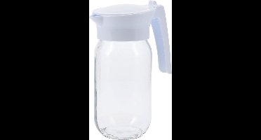 Glazen Schenkkan - Waterkan met witte deksel - 1,0 Liter - Excellent Houseware