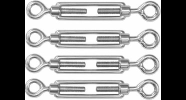 Dulimex Spanschroeven/draadspanner met oog/oog - 4x - 5cm - verzinkt zamak - 50kg - M5 schroefdraad