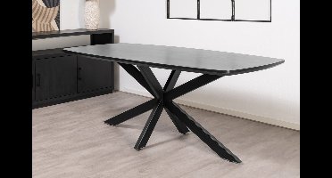 Meubelplaats Eettafel Salerno Deens Ovaal Eiken Visgraat 200x100 cm Zwart - Modern en Industrieel design