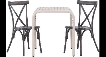 Borneo tuinmeubelset tafel, 2 stoelen beige,donkergrijs.