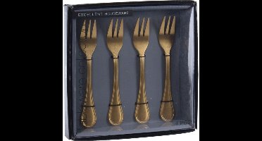 Excellent Houseware Gebaksvorkjes - 4 Stuks - Goudkleurig