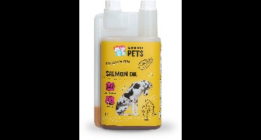 Excellent Pets Zalmolie 1 L - Visolie - Omega 3-6-9 - Ondersteunt Huid en Vacht, Hart - Soepele gewrichten en Immuunsysteem - Weerstand Honden supplementen - Alternatief voor Schapenvet - Dog Salmon Oil