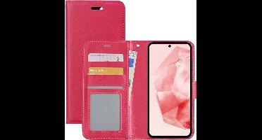 Hoesje - Met Pasjeshouder - Geschikt voor Samsung Galaxy A35 - Luxe Bookcase Portemonee - Flip Case - Kunstleer Book Case - Flipcase - Book Cover - Walletcase - Portemonneehoes - Donkerroze