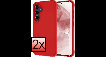 Hoesje - 2 Stuks - Geschikt voor Samsung Galaxy A55 - Sterk & Shockproof - Case Siliconen - Back Cover - Telefoon Hoes - Rood