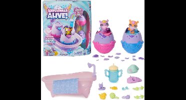 Hatchimals Alive - Maak een Plons Speelset met 15 accessoires - badkuip - 2 van kleur veranderende minifiguren in eieren die zelf uitkomen