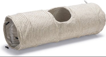 Designed by Lotte Kattentunnel Ribbed - Kattenspeelgoed - Lichtgrijs - 25x25x75 cm