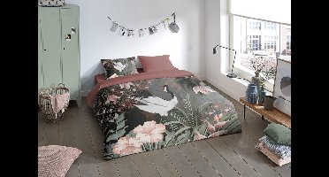 Pure Dekbedovertrek "kraanvogel met bloemen" - Multi - (140x200/220 cm) - Microfiber