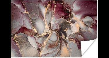 Poster Goud - Marmer - Paars - 30x20 cm