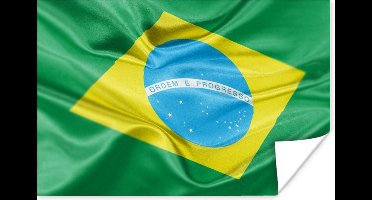 Poster Close-up van de vlag van Brazilië - 30x20 cm