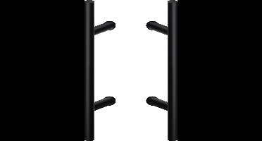 Deurgreep set zwart - 80cm - 90º - diameter 32mm - T model