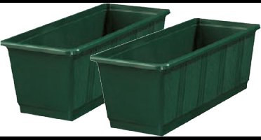 Geli Plantenbak kunststof - 3x - groen - 60 x 17,5 x 14,5 cm - Bloembakken/plantenbakken voor binnen/buiten