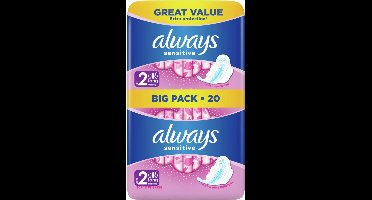 Always Ultra Sensitive Long - Maat 2 - Voordeelverpakking 5 x 20 Stuks - Maandverband Vleugels