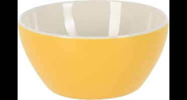 Excellent Houseware Soepkommen/serveer schaaltjes - Acapulco - porselein - D14 x H6.5 cm - geel - Stapelbaar