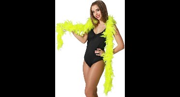 Atosa Carnaval verkleed boa met veren - 2x - neon geel - 180 cm - 45 gram - Glitter and Glamour