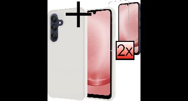 Hoesje - Met 2x Screenprotector - Geschikt voor Samsung Galaxy A25 - Sterk & Shockproof - Back Cover - Siliconen Case - Telefoon Hoes - Wit