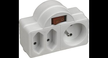 UNIVERSEEL - DOMINOSTEKKER 1X16A + 2X2.5 A WIT + SCHAKELAAR