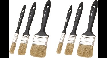 FX Tools Verfkwasten set 6x stuks - plat met echt haar - breedtes 12/25/50 mm - schilderen