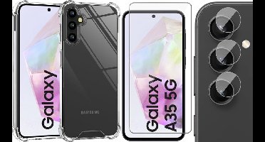 Hoesje geschikt voor Samsung Galaxy A35 - Screenprotector Glas & Camera - Shockproof Transparant
