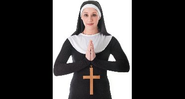 Rubies Nonnen verkleed set - 2-delig - zwart/wit - polyester - volwassenen - Carnaval accessoires