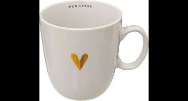 Keramische mok wit met hartjes, 300 ml