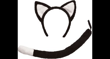 Rubies Verkleedset kat - Zwart voor kinderen - Oortjes en staart