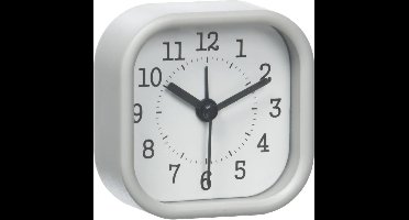 analoge mini wekker, 60.1035.10, ideaal voor onderweg, reiswekker met alarm, klein en handig, pastelgrijs, (L) 52 x (B) 23 x (H) 52 mm