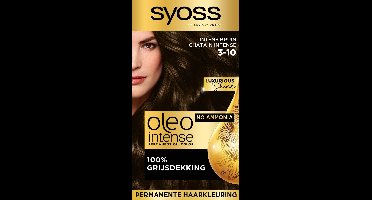 Syoss Oleo Intense 3-10 Haarverf - Intense Bruin - Permanente Haarkleuring - Ammoniakvrij - Met Voedende Oliën - 100% Grijsdekking - Langdurige Kleur - 1 stuk
