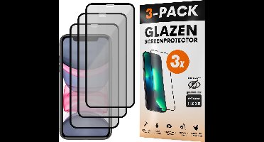 Privacy Screenprotector - Geschikt voor iPhone 11 / XR - Gehard Glas - Full Cover Tempered Privacy Glass - Case Friendly - 3 Pack