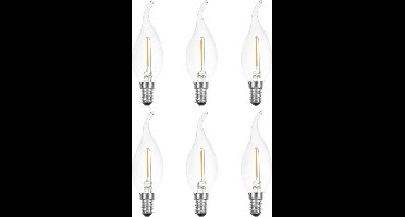 6 stuks | Ledmaxx LED tip kaarslamp 1W 120lm 2200K helder Niet-Dimbaar | E14 | Zeer Warm Wit | 1 watt | 15.000 Branduren