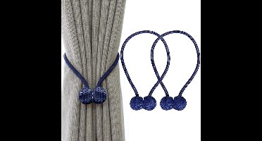 Magnetische embrasses voor het vastklemmen van gordijnen, gordijnclips, decoratieve gordijnhouders, voor thuis en kantoor, 2 stuks, blauw