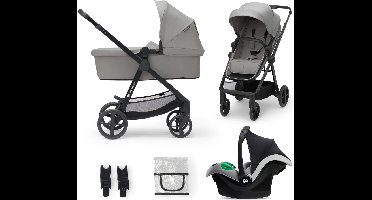 Kinderkraft NEWLY 3-in-1 Kinderwagen – Tot 22 kg – Incl. MINK PRO i-Size Autostoel – Lichtgewicht & Opvouwbaar – Grijs