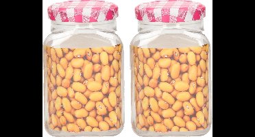 Plasticforte Weckpot/inmaakpot Classic - 2x - 400ml - kunststof - draaideksel - roze - D7 x H11 cm